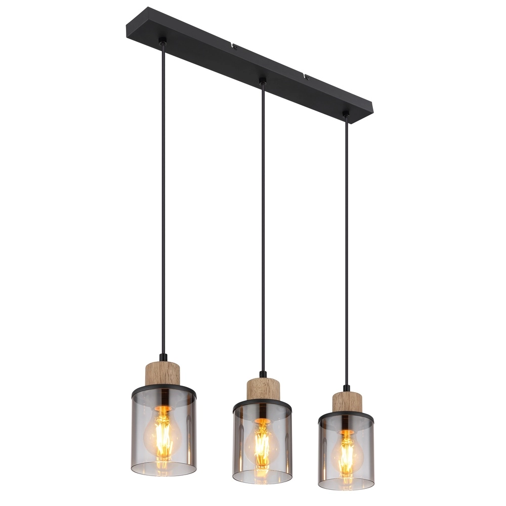 3-light pendant lamp Reid straight black