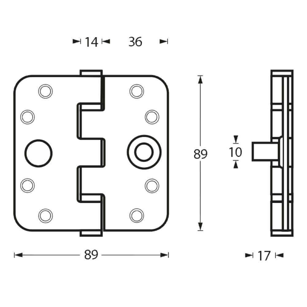 Ball bearing hinge Rotura rounded stainless steel up to 80kg Intersteel 8714186112687