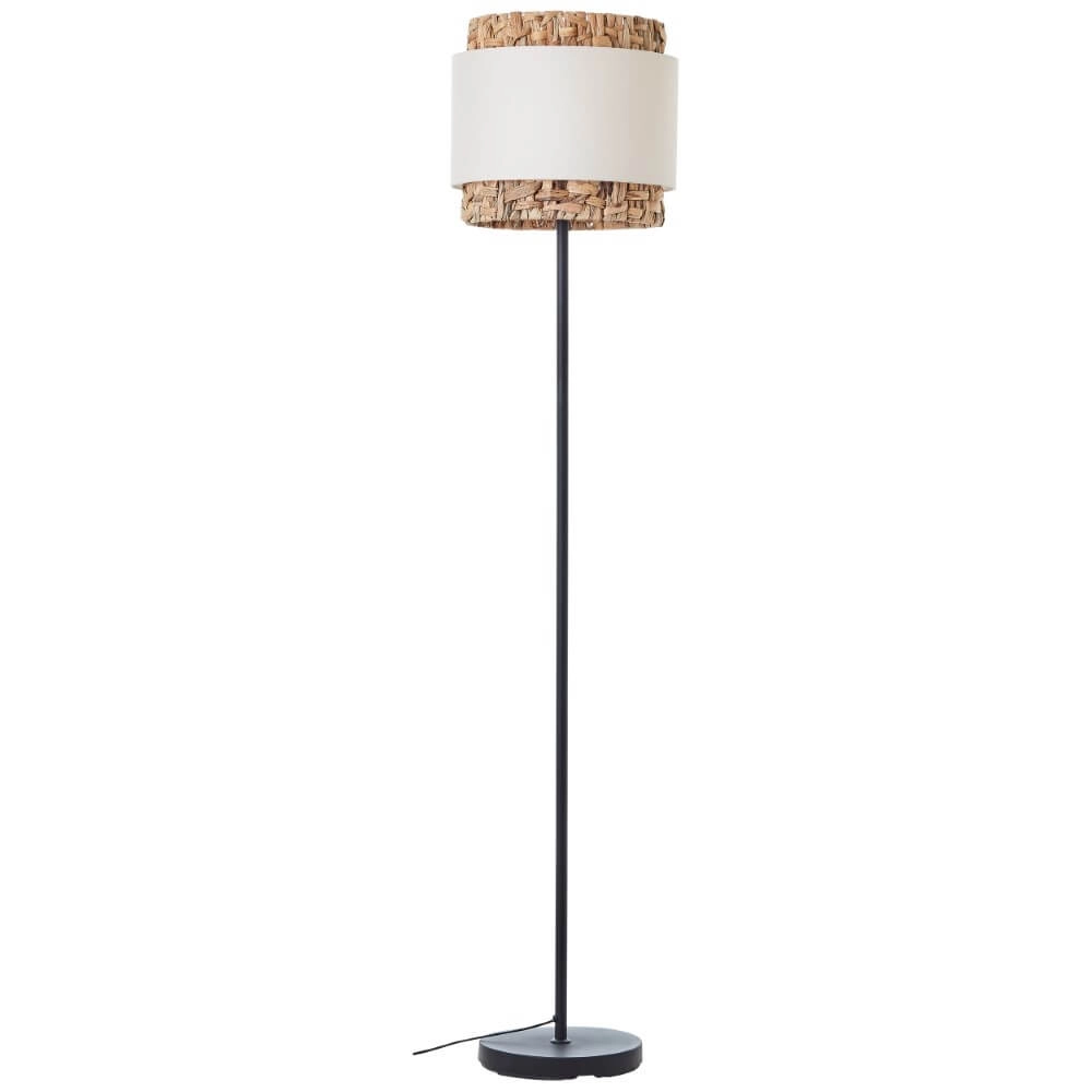 Floor lamp Waterlilly Rattan with white fabric