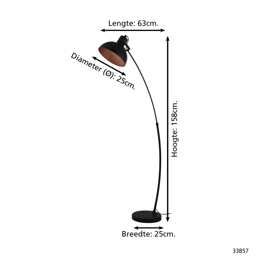 Black arc lamp Jaafra Adjustable Eglo 9002759338572