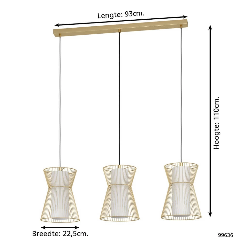 3-light hanging lamp Maseta gold Eglo 9002759996369