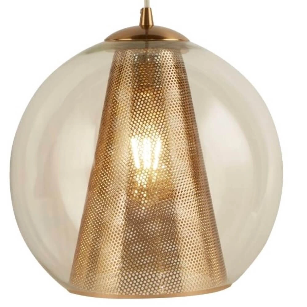 Gold hanging lamp Conio with glass Searchlight 5053423135892
