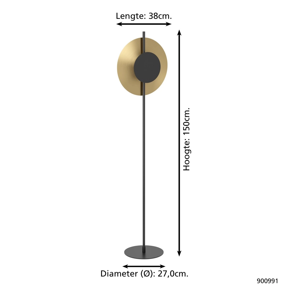 Led floor lamp Tocina black with gold Eglo 9008606292660
