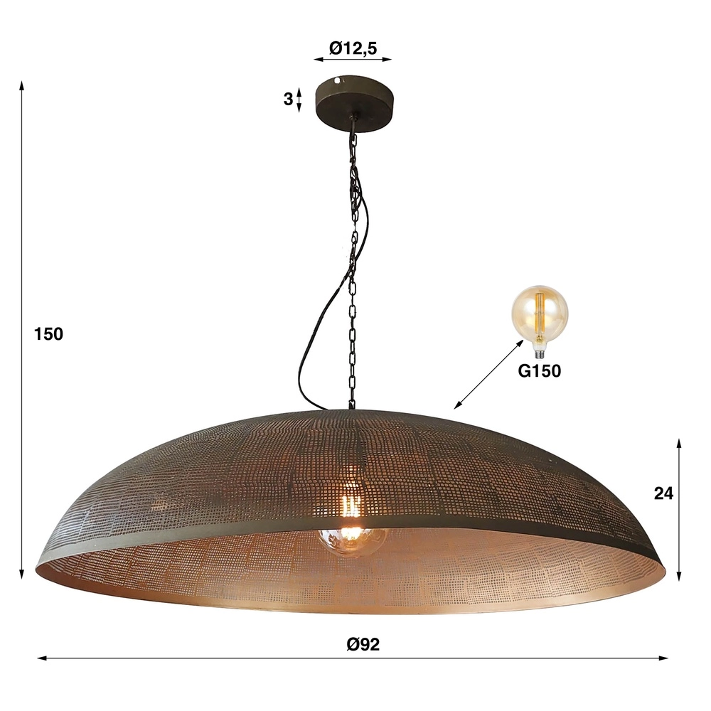 Metal mesh pendant light Cosmic Ø 92cm - copper bronze Lyora 8716803511071