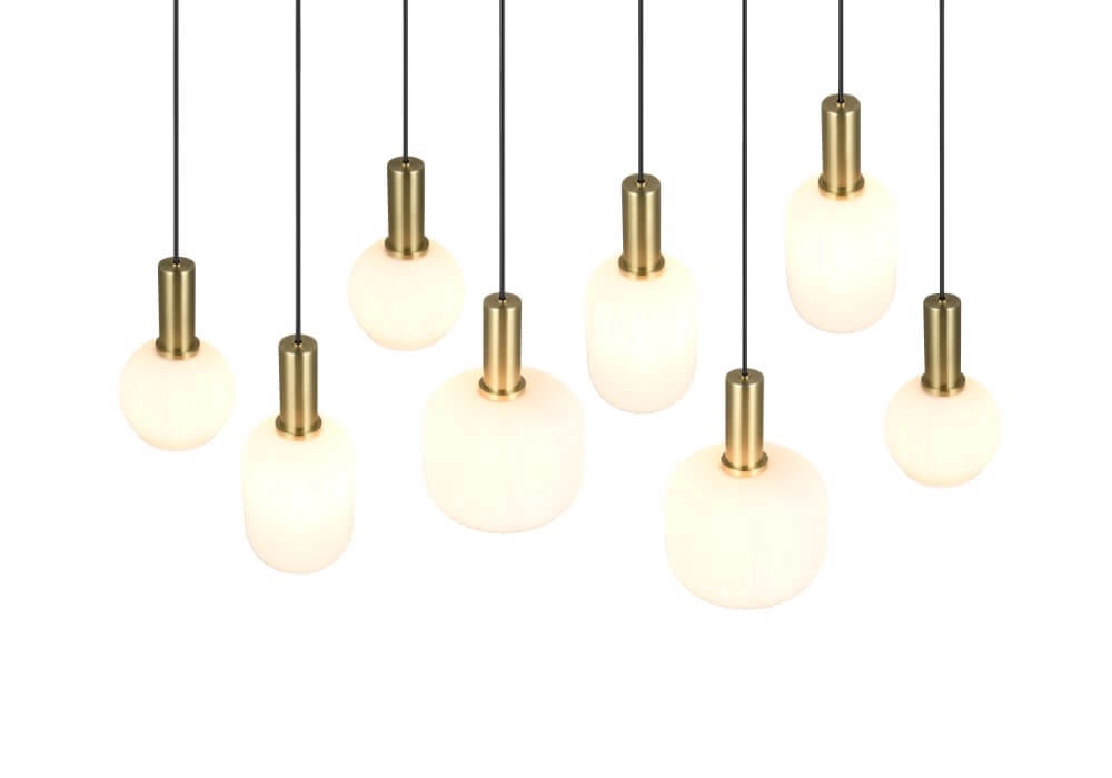 Dining room pendant lamp Diva 8-light - white glass Trio 4017807614527