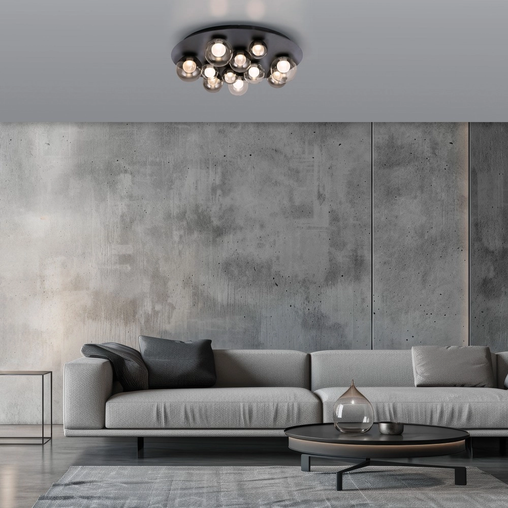 11-light ceiling lamp Pure Popup Mystic grey with smoke glass Paul Neuhaus 4012248397176