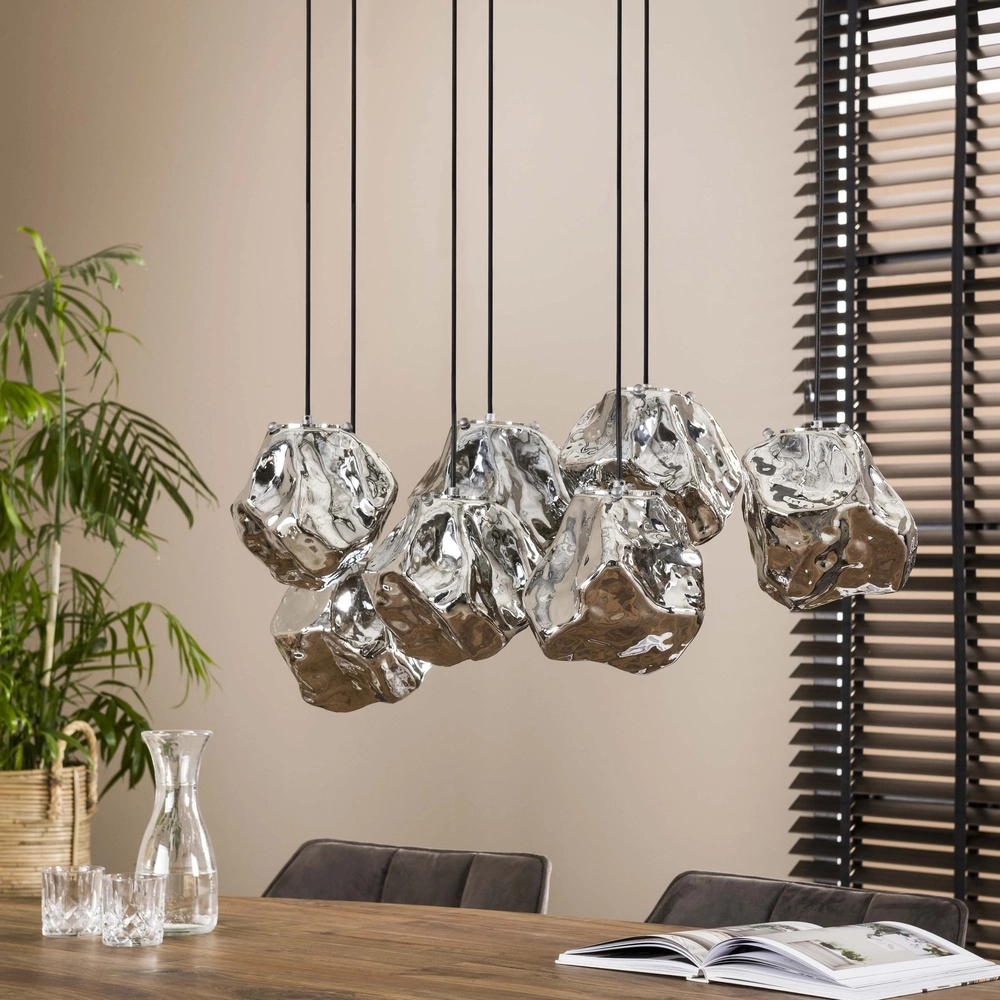 Dining table pendant lamp Rock 7-light - silver glass Lyora 8716803511255