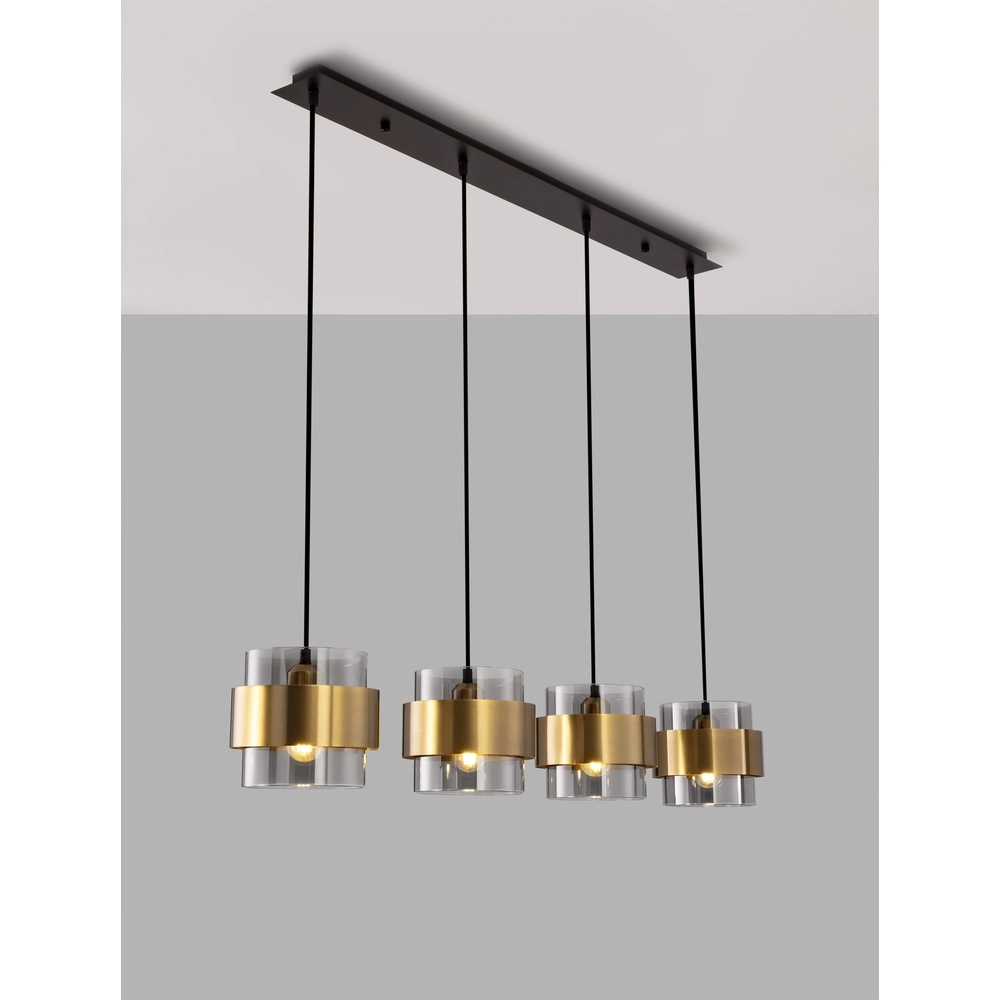 Pendant lamp Sianna 4-light straight black and gold