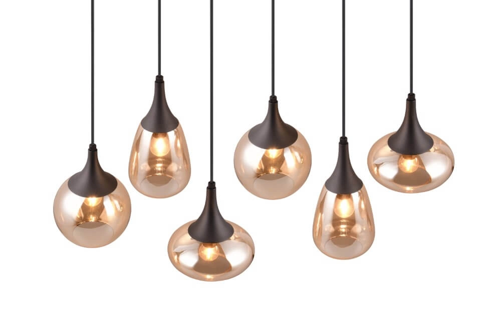 6-light pendant lamp Lumina with amber glass Trio 4017807577730