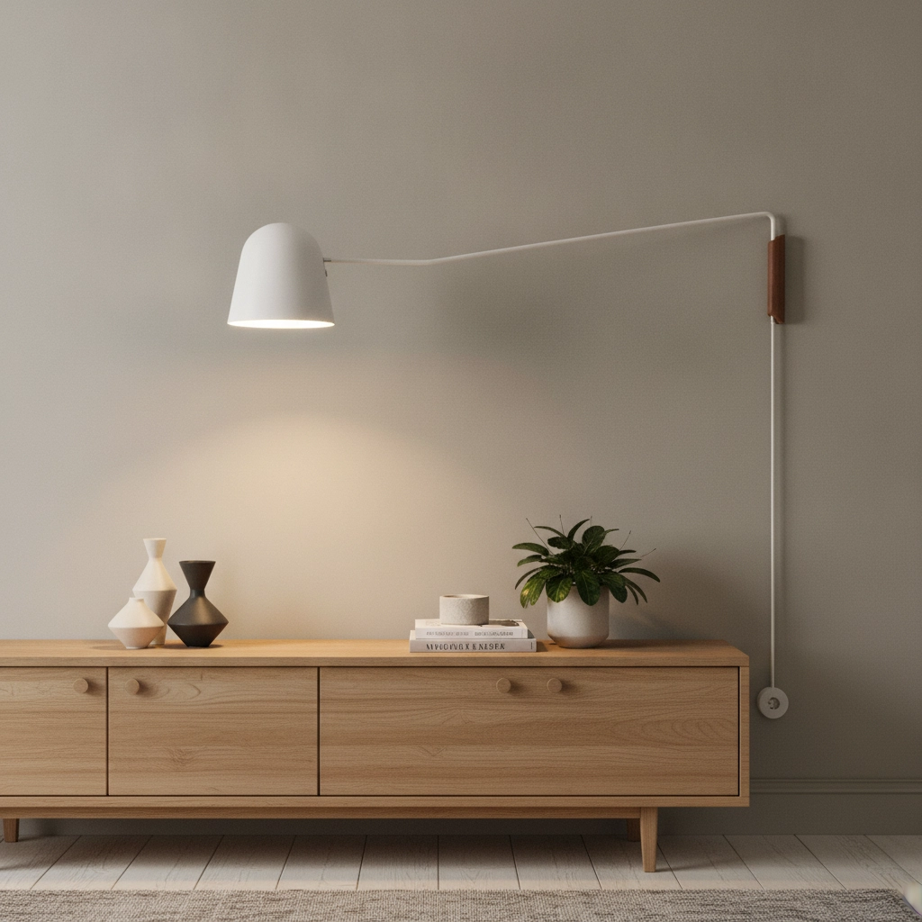 Sleek reading lamp Sensa white with wood