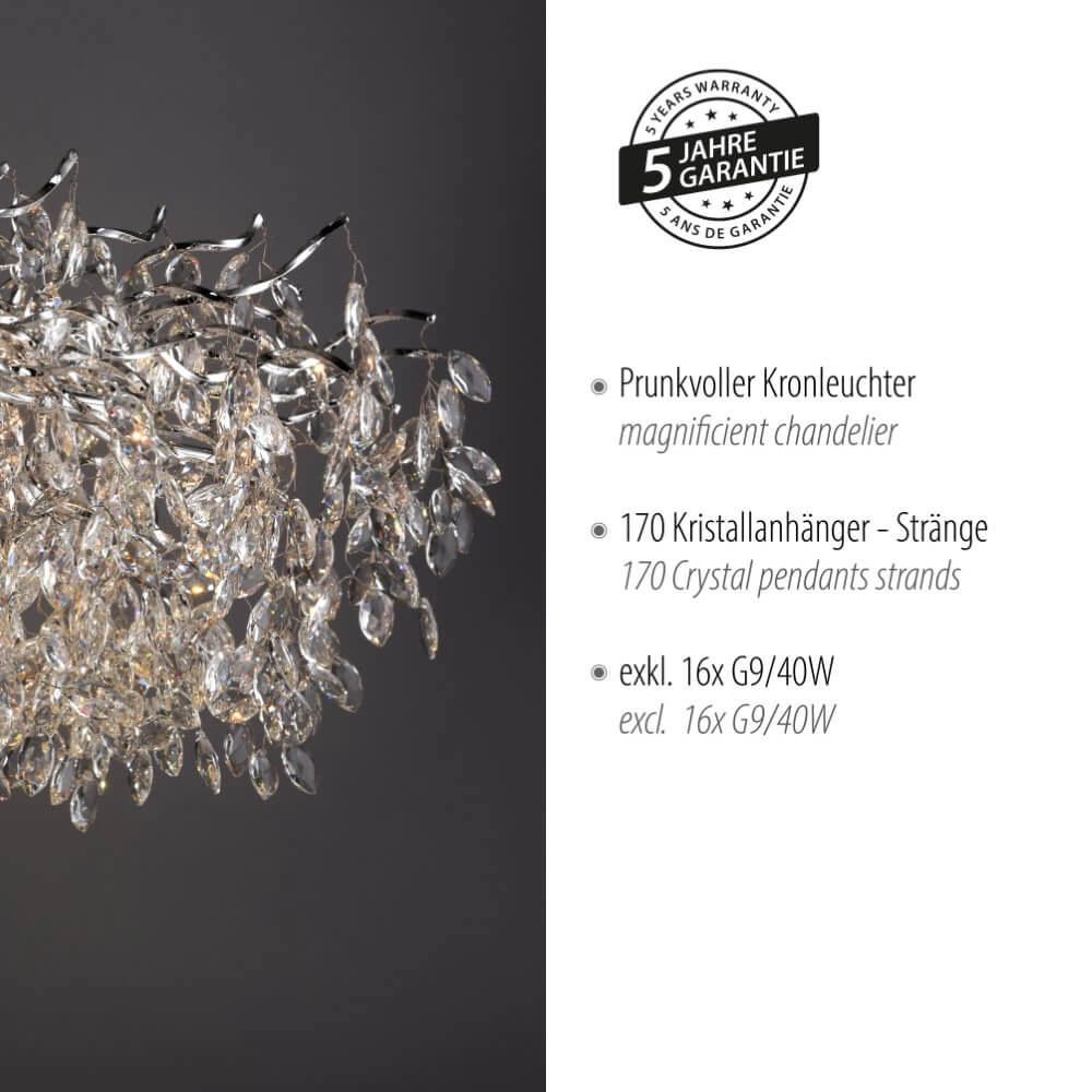 Chandelier Ricicle 150cm chrome Paul Neuhaus 4012248382097