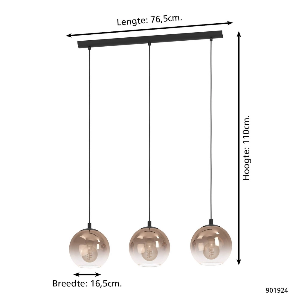 Pendant lamp Ariscani 1 3-light black Eglo 9008606358052