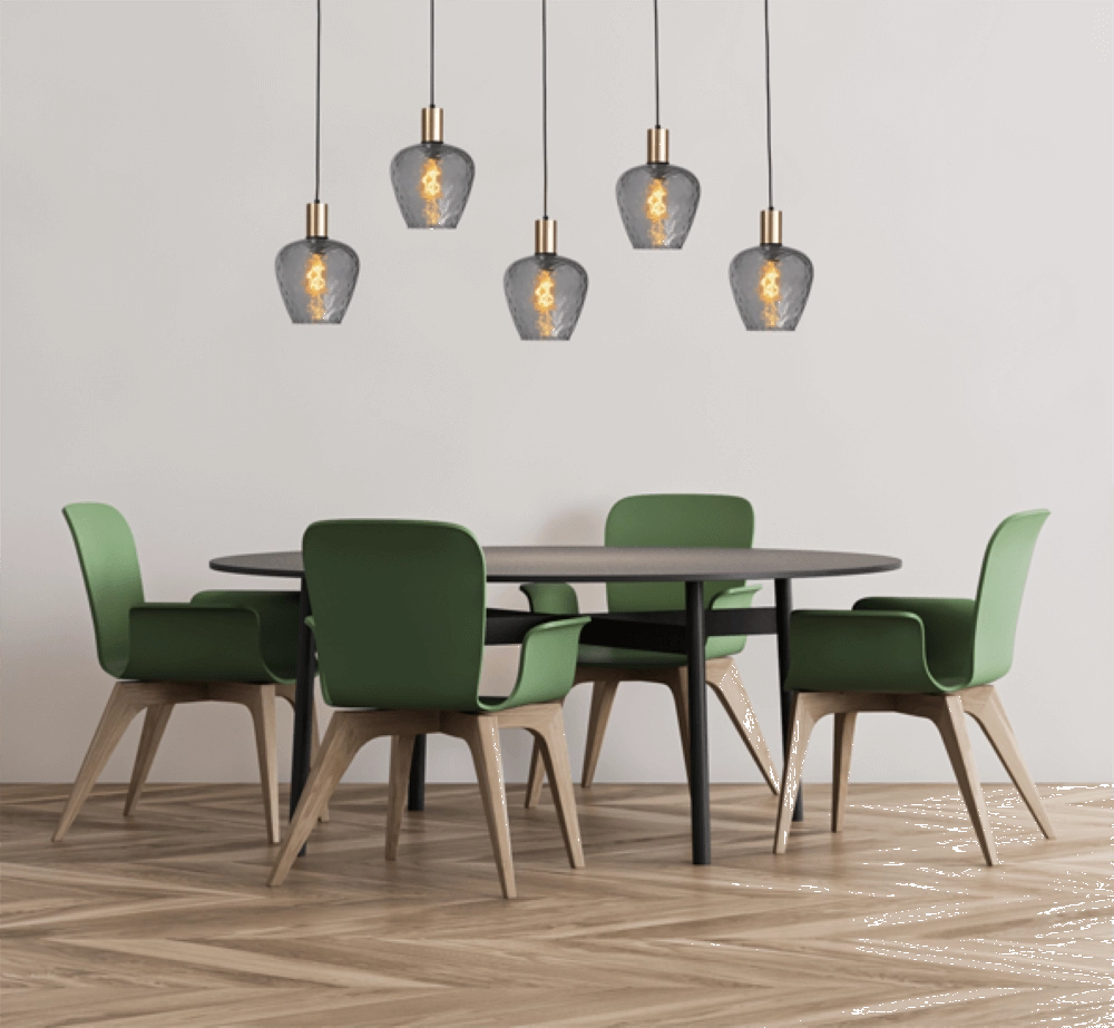 5-light hanging lamp - gold - Porto with Diamond smoke glasses Masterlight 8718121270197