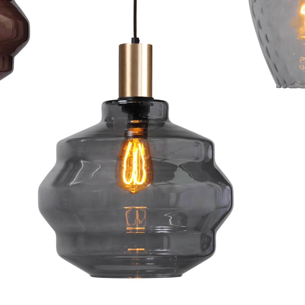 5-light hanging lamp - gold - Porto with different glasses Masterlight 8718121270401