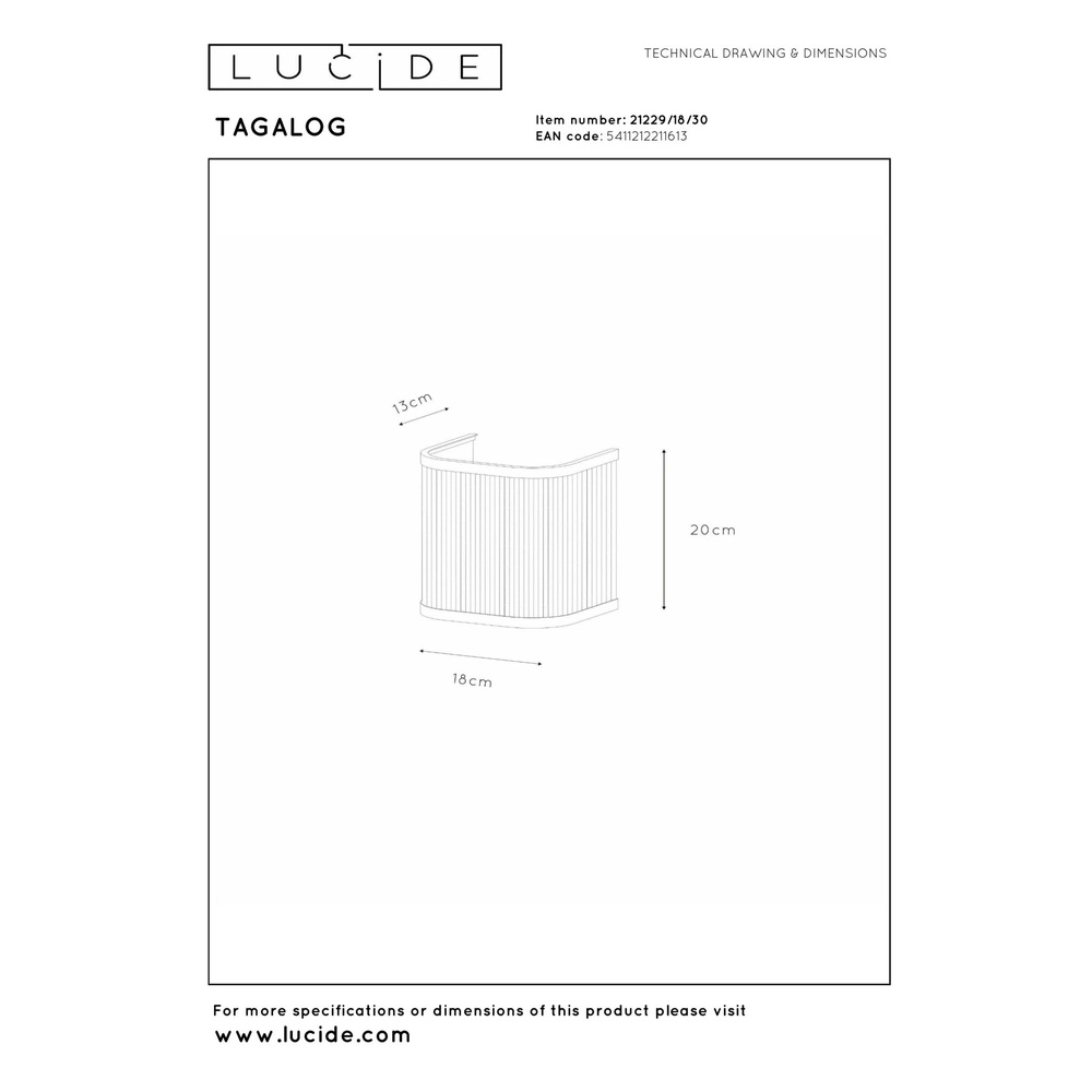 Wall lamp Tagalog Black Lucide 5411212211613