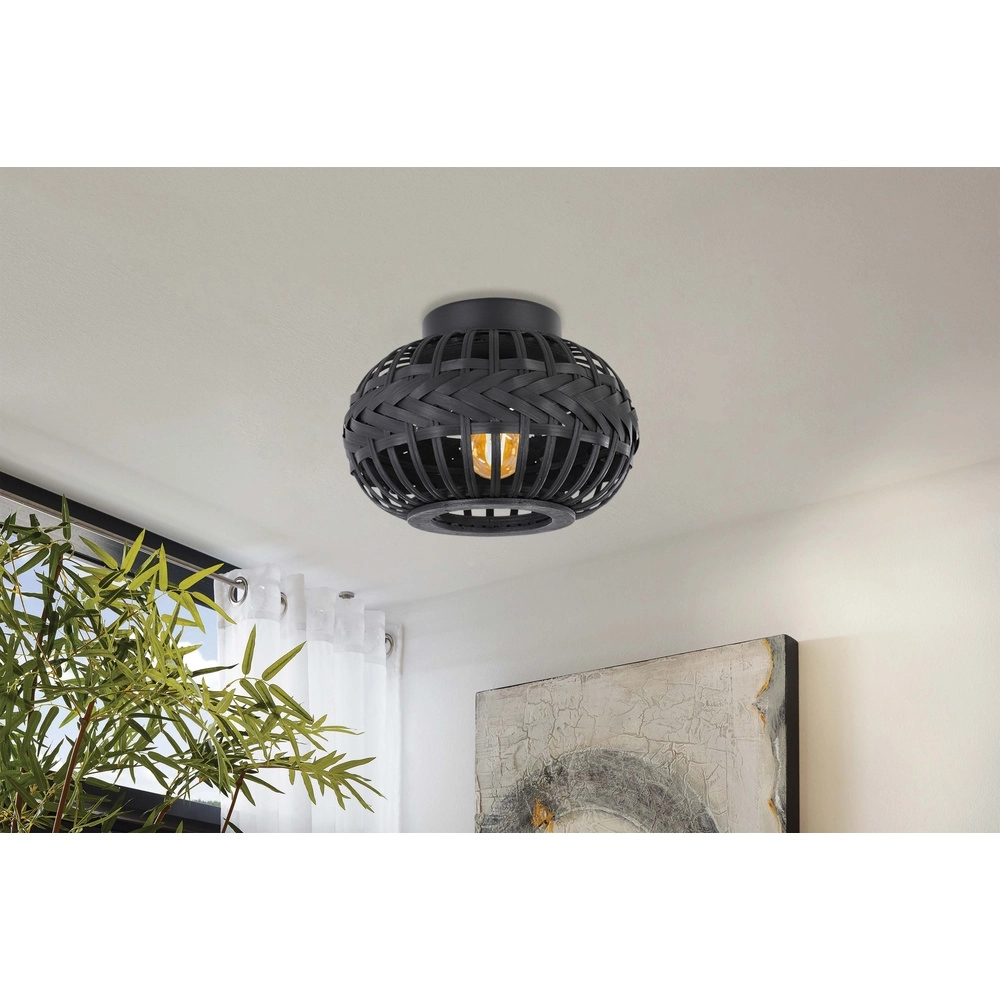 Black ceiling lamp Towcester Ø 26cm - wood Eglo 9002759439118