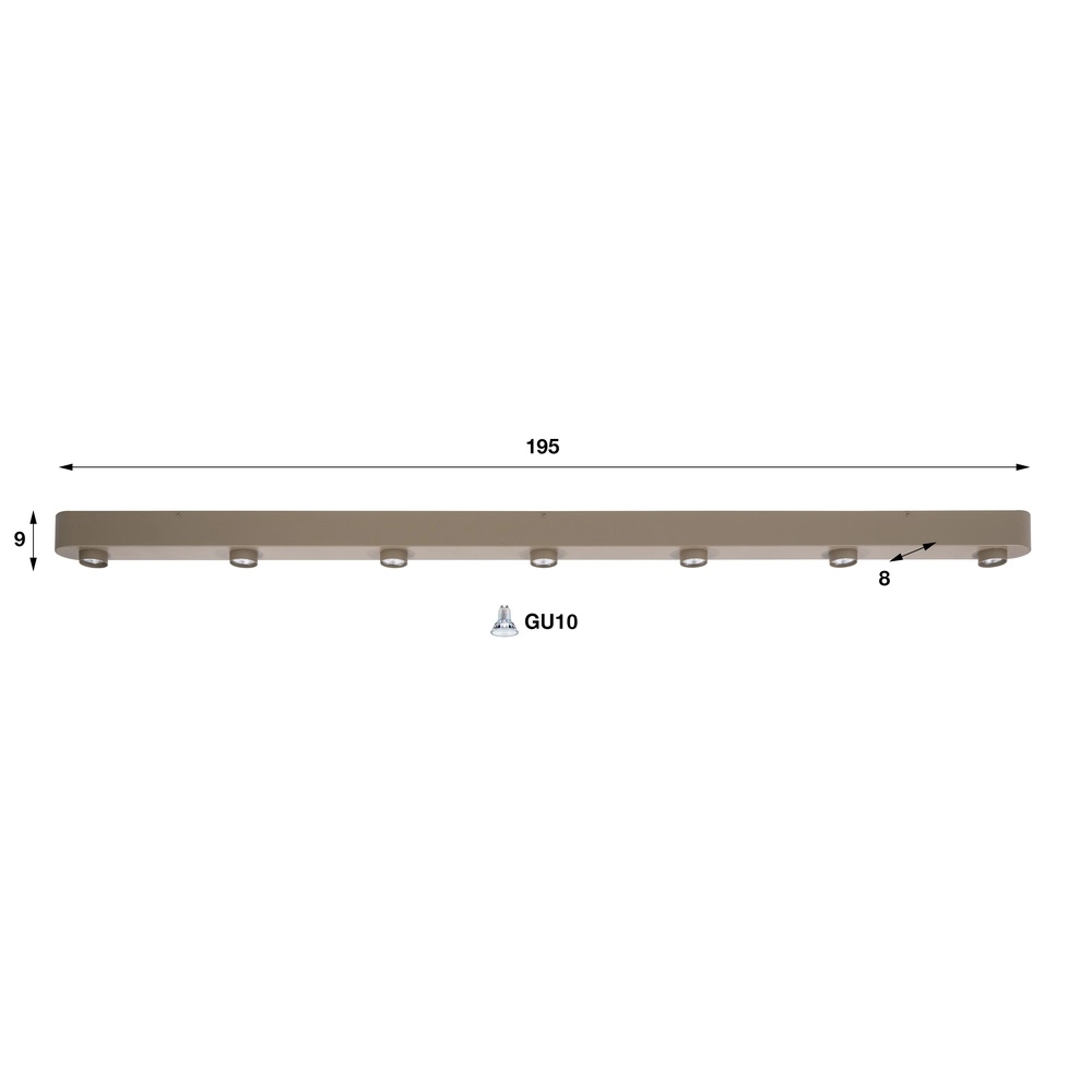 Strakke plafondlamp Bar 7-lichts zand bruin Lyora 8716803514850