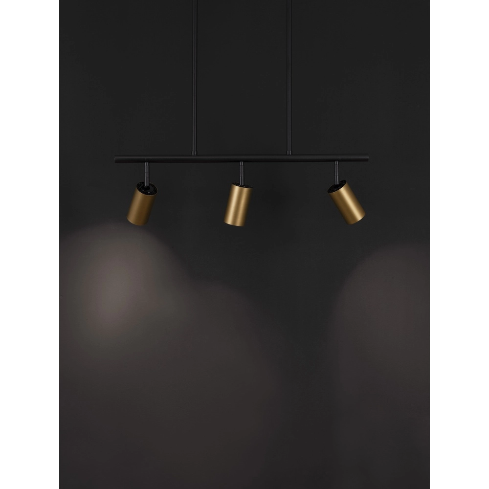 Pendant lamp Pogno 3-light black with gold straight Lyora 5212017440662