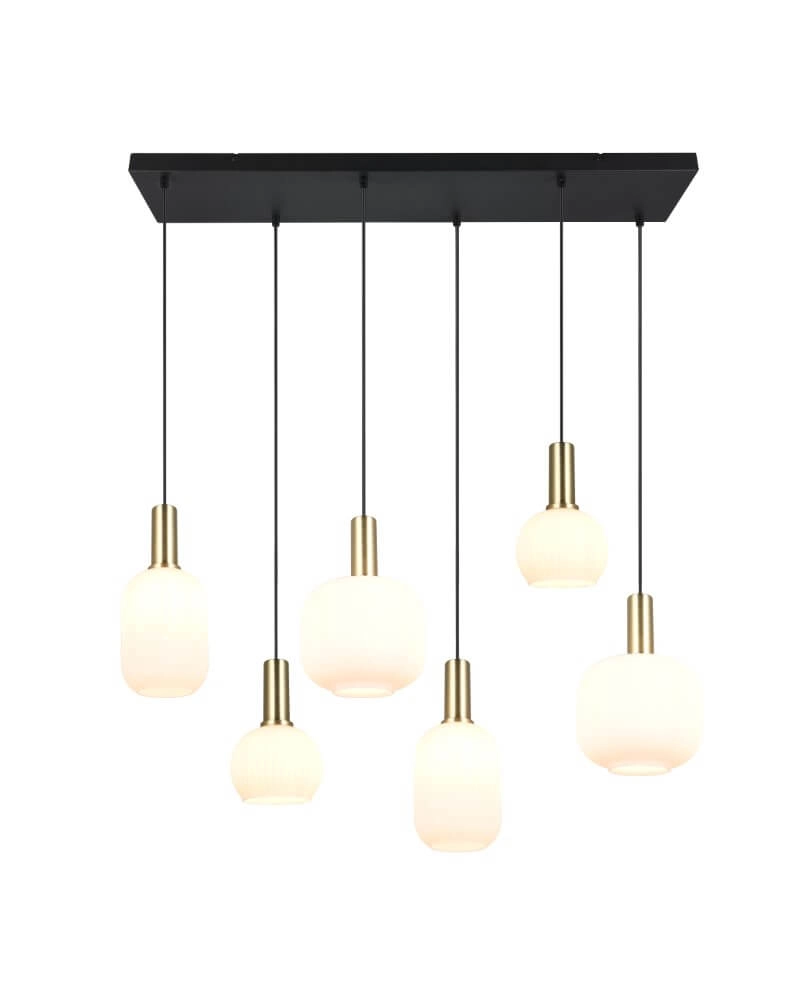 Dining room pendant lamp Diva 6-light - white glass Trio 4017807614510