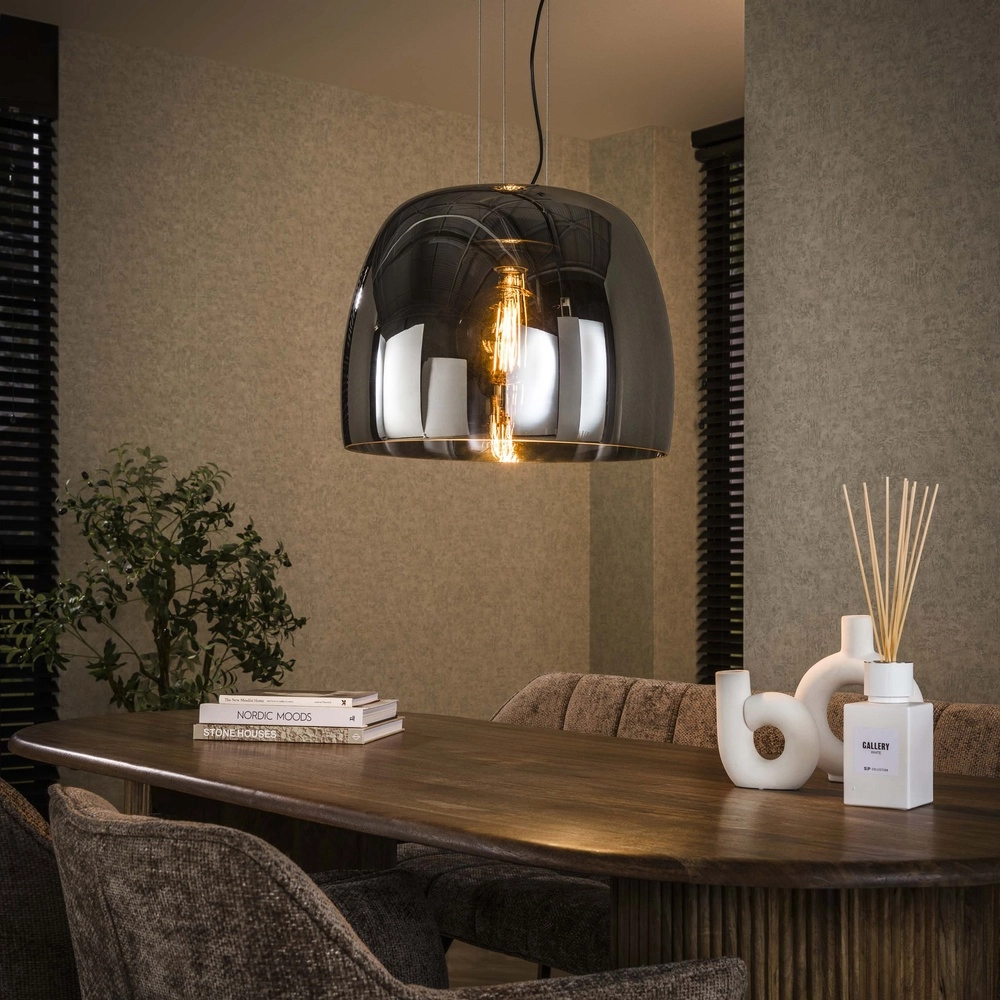 Glass pendant lamp Drift Ø 48cm - smoke glass
