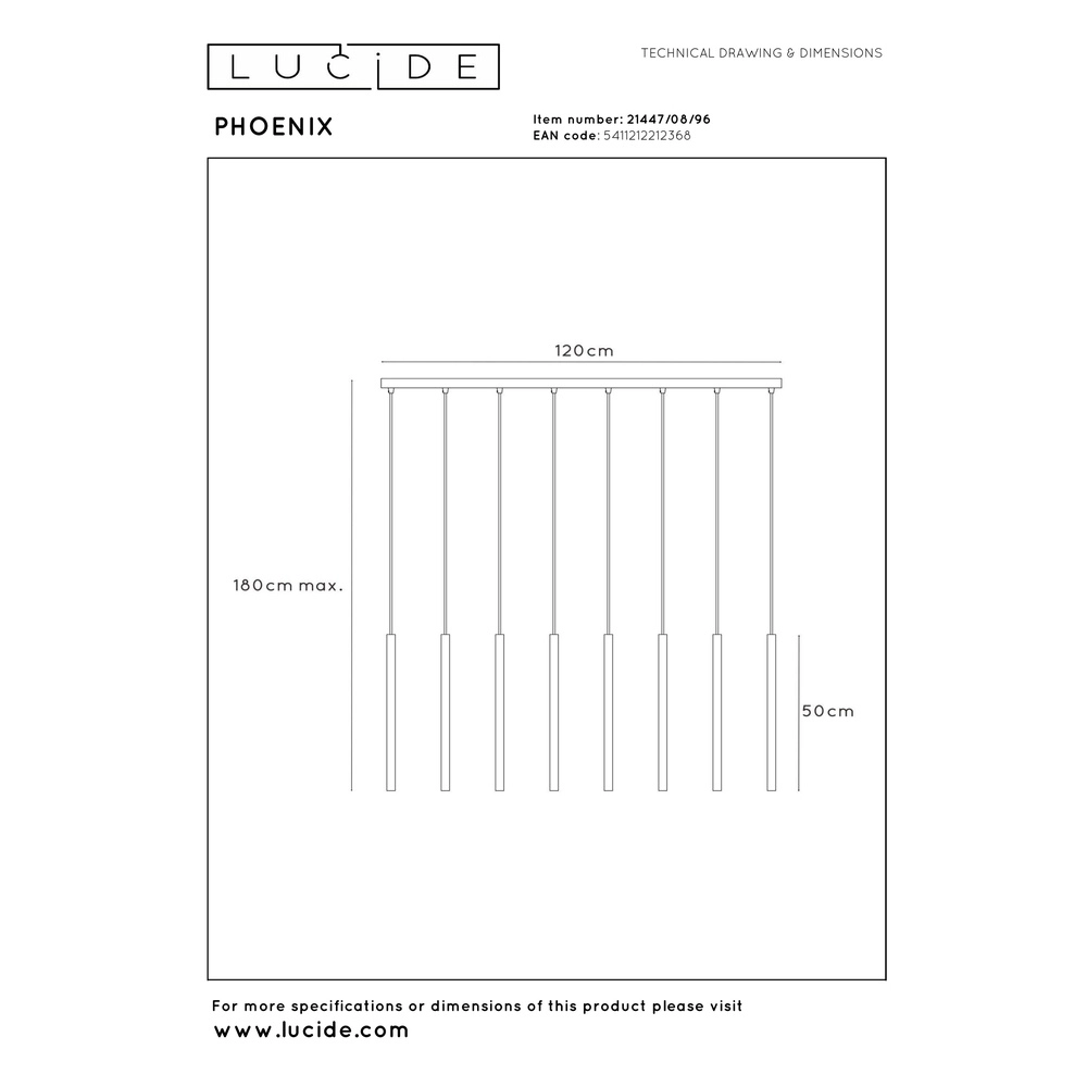 Design pendant lamp Phoenix 8-light Lucide Vibes 5411212212368
