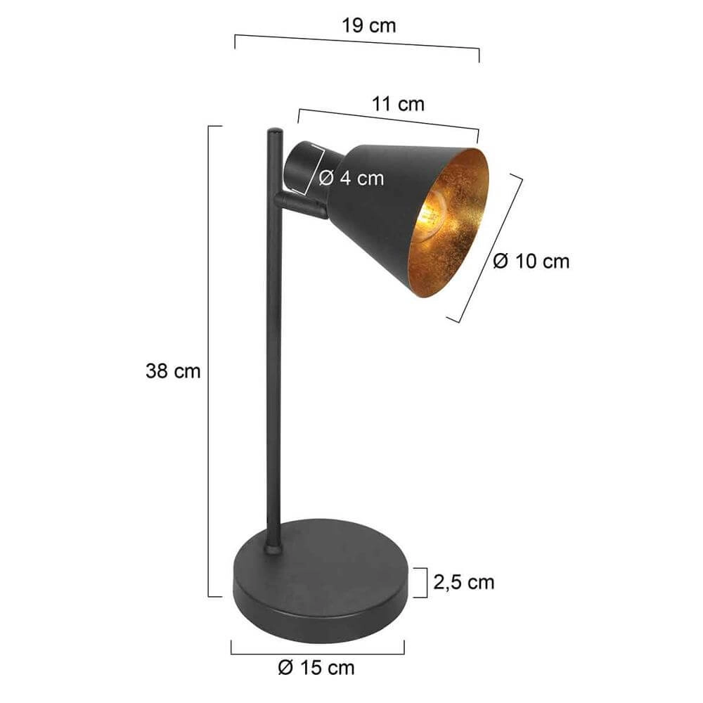 Table lamp Oeroe black with gold Steinhauer 8712746176353