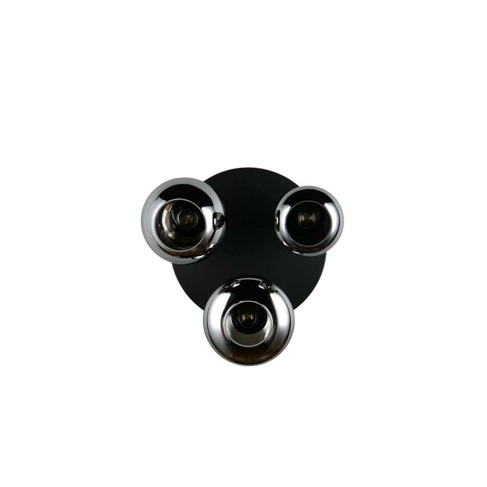 3-light ceiling lamp Lumina black with smoke glass Trio 4017807663167