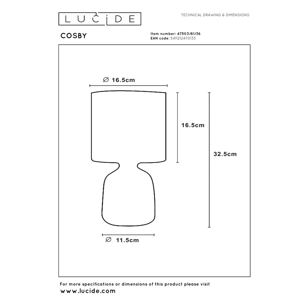 Table lamp Cosby grey Lucide 5411212470133