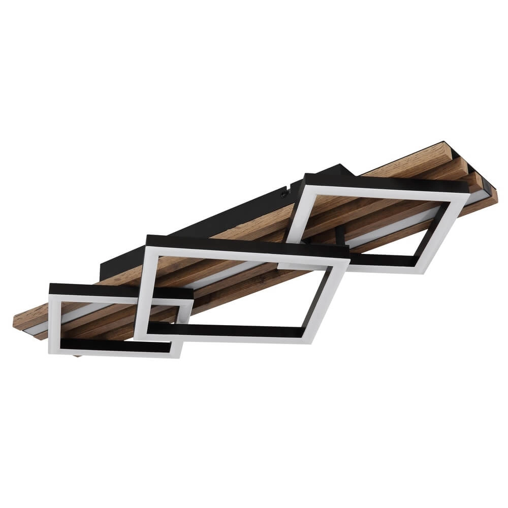 Ceiling lamp Obrien black with wood 3-lights Globo 9007371515301