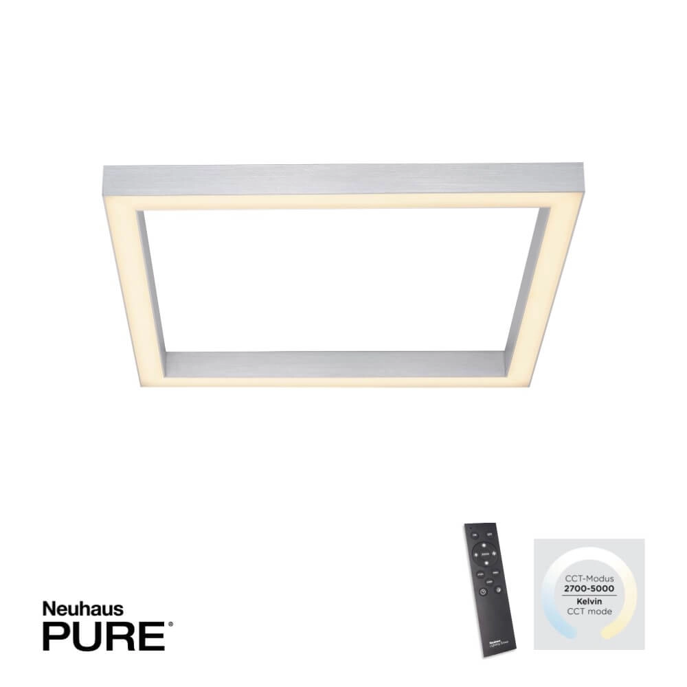 Square ceiling lamp Pure Lines Square aluminum Paul Neuhaus 4012248357910