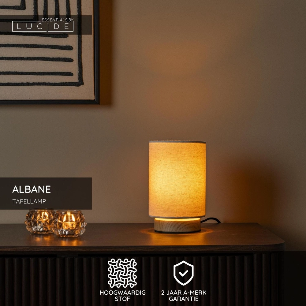 Table lamp Albane light wood Ø 12cm Lucide 5411212061669