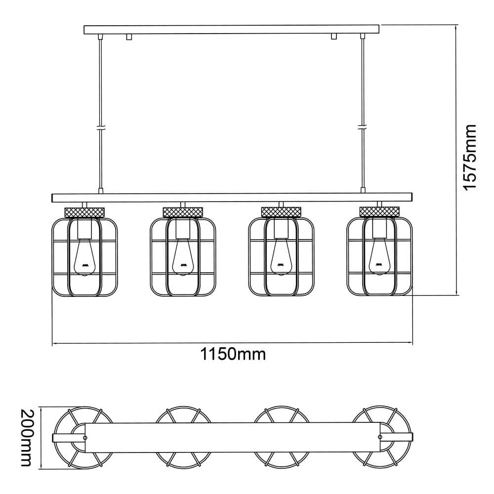 Dining room pendant lamp Gwen 4-light Brilliant 4004353411687