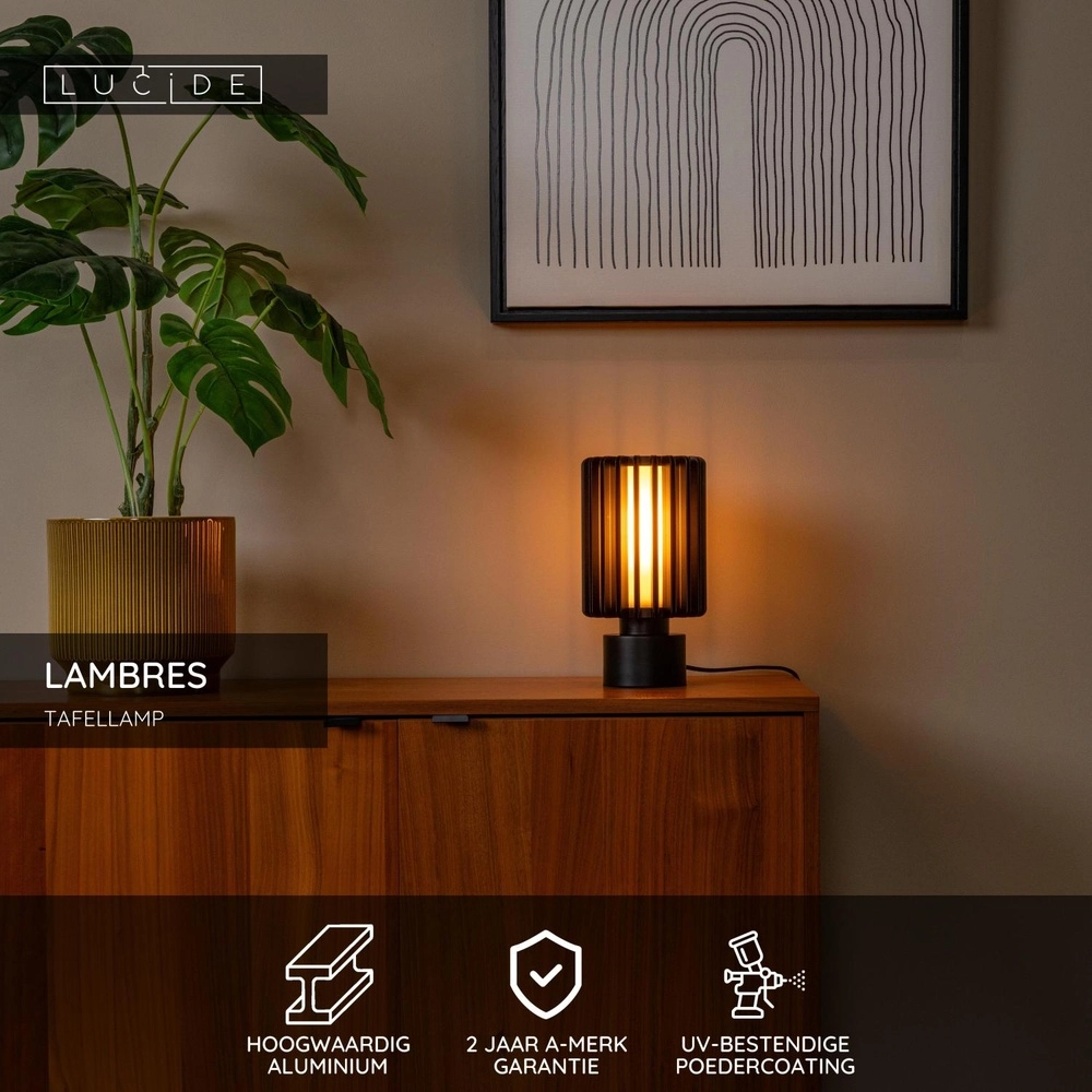 Table lamp Lambres Ø 15cm black Lucide 5411212452948