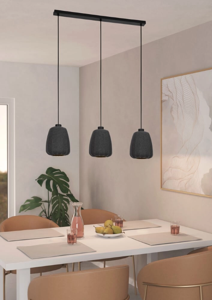 Fabric 3-light pendant lamp Barlaston Eglo 9002759439620
