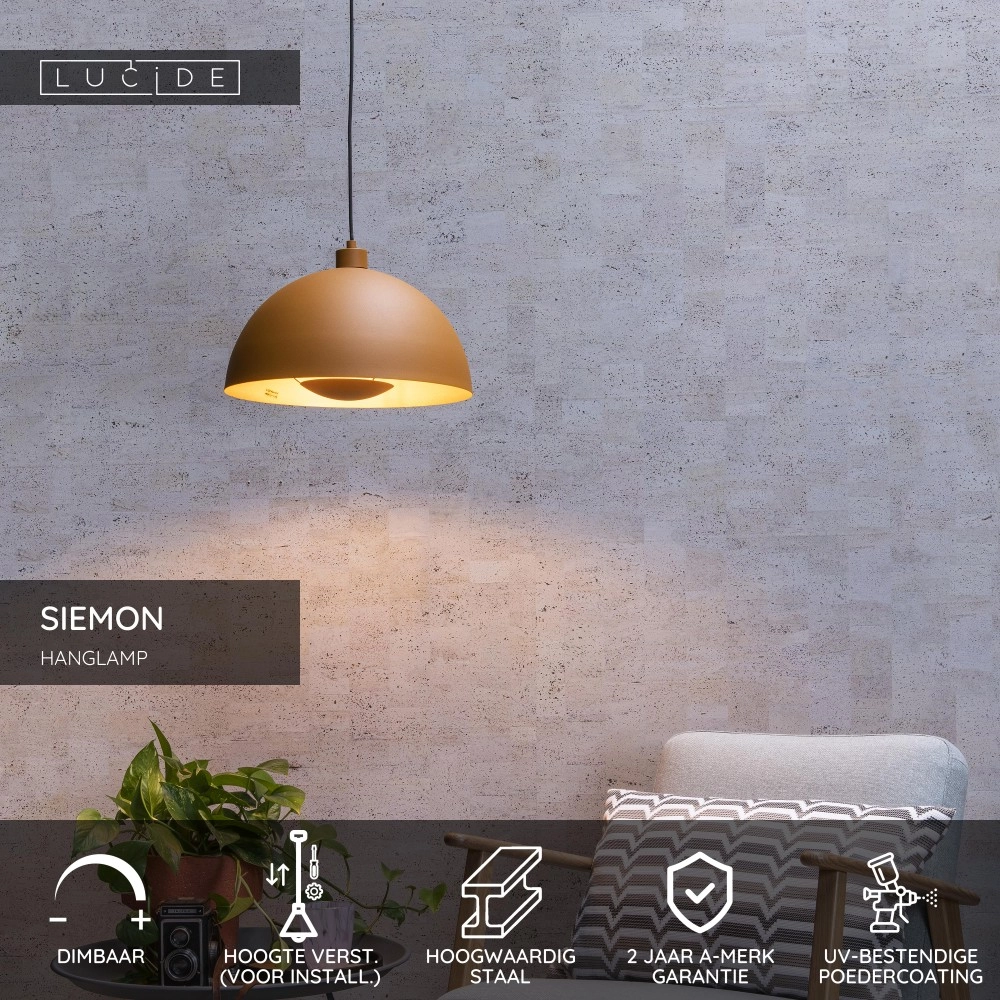 Design pendant lamp Siemon yellow Lucide 5411212451774