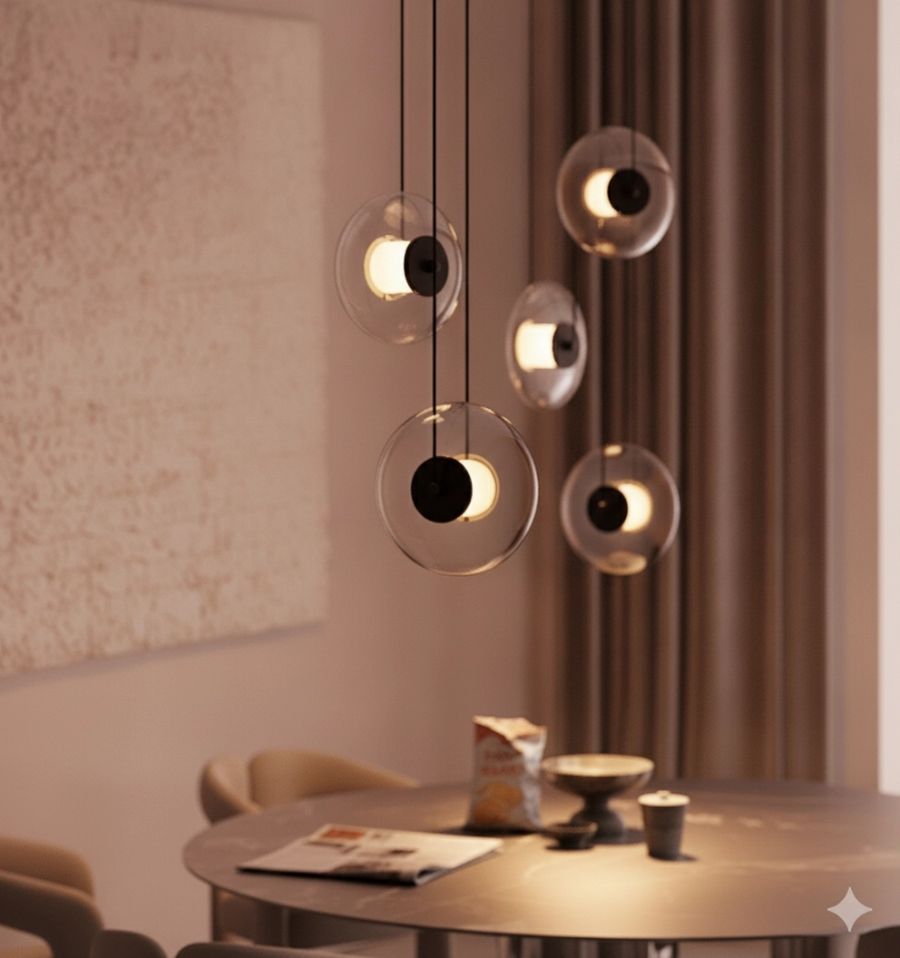 Unique pendant lamp Ballet Black 3-light round