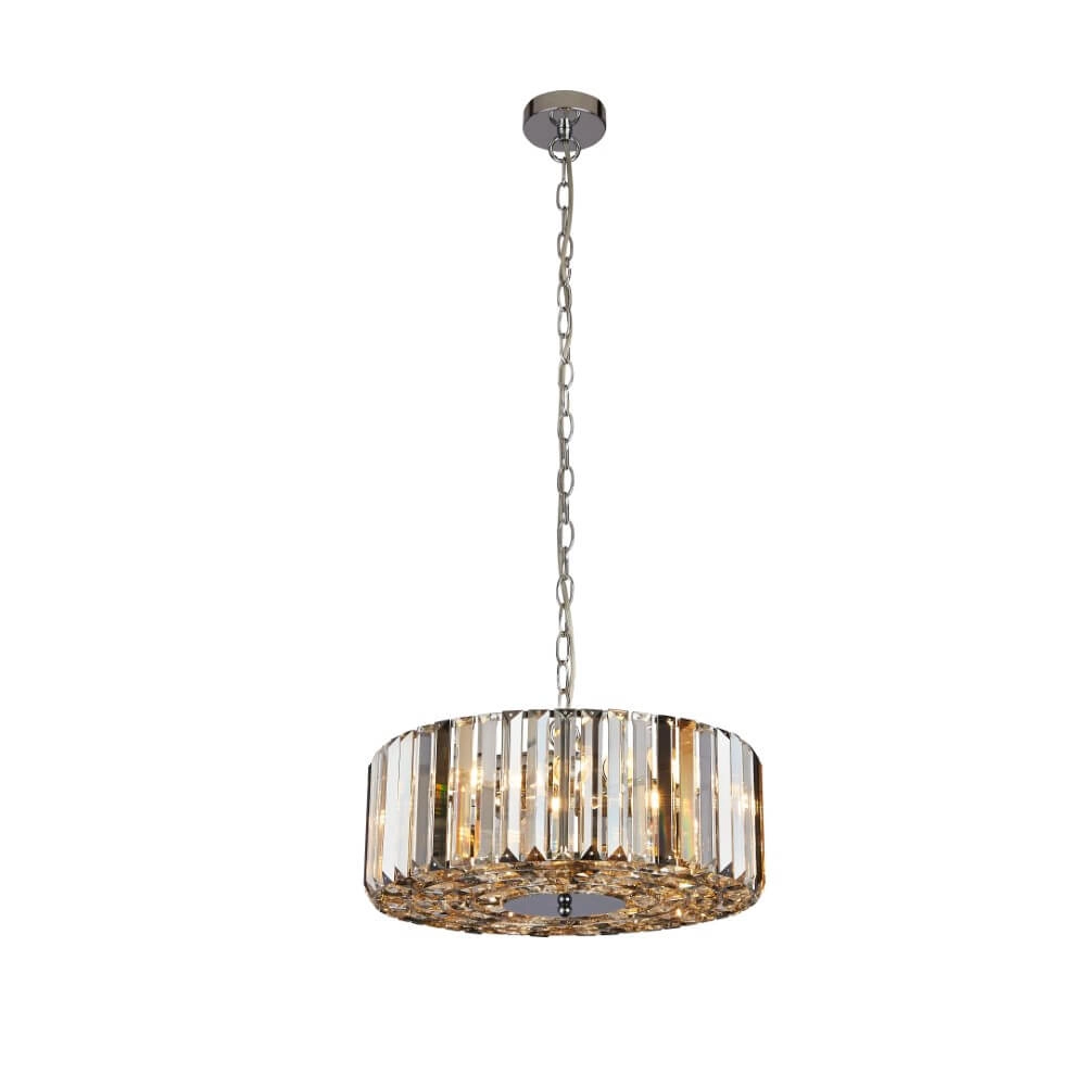 Pendant lamp Chapeau 50cm chrome with crystal glass