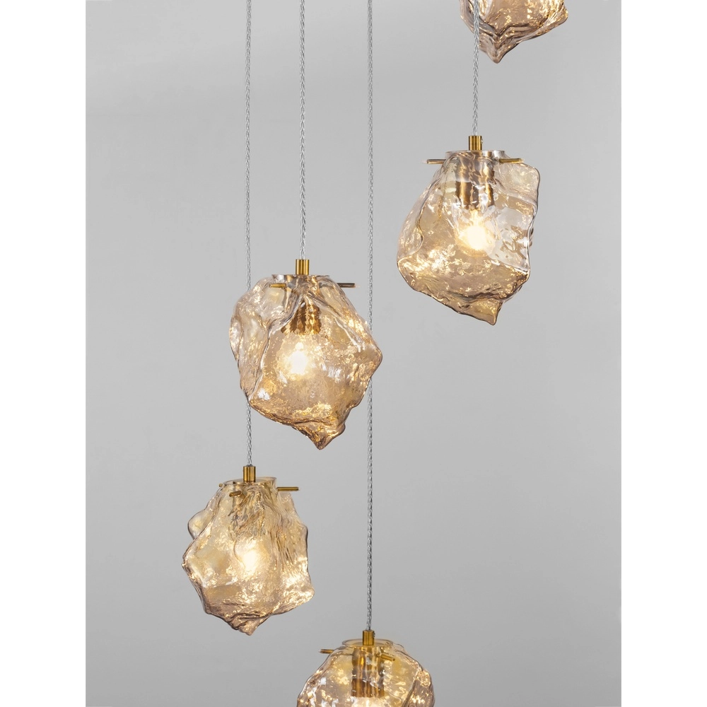 Pendant lamp Odelle 5-light gold with amber glass Lyora 5212017434401