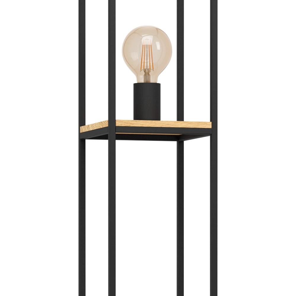 Floor lamp Libertad black with wood Eglo 9002759997984