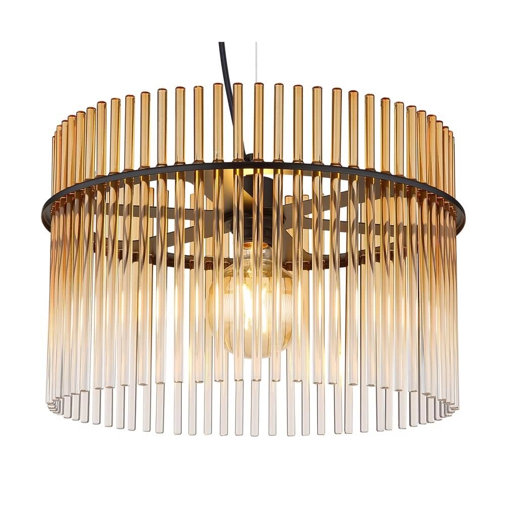 Black pendant lamp Gorley with amber glass Ø 40cm Globo 9007371465996