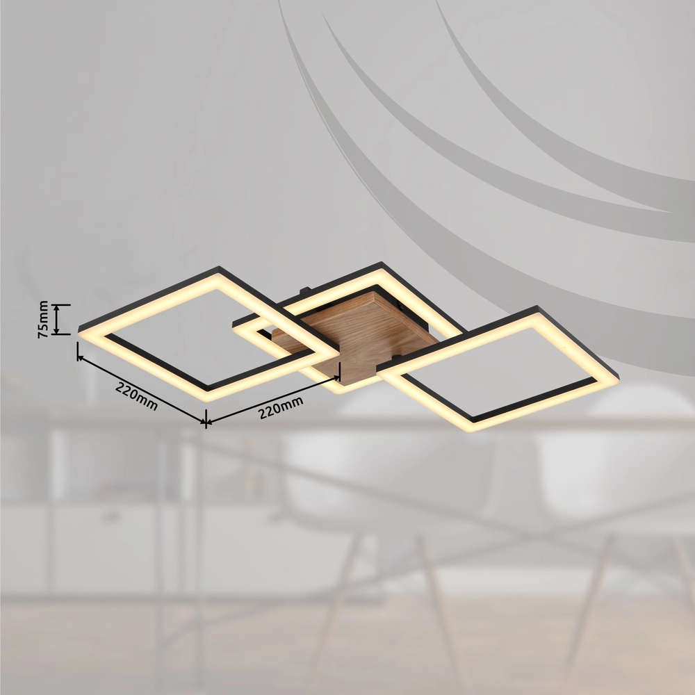 Ceiling lamp Kerry black with wood look Globo 9007371443222