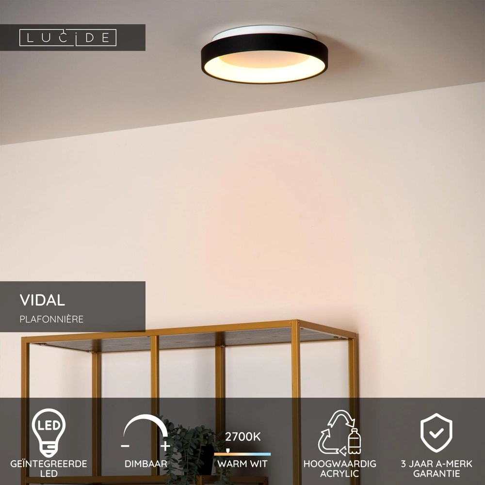 Ceiling light Vidal Ø 28cm black Lucide 5411212460899