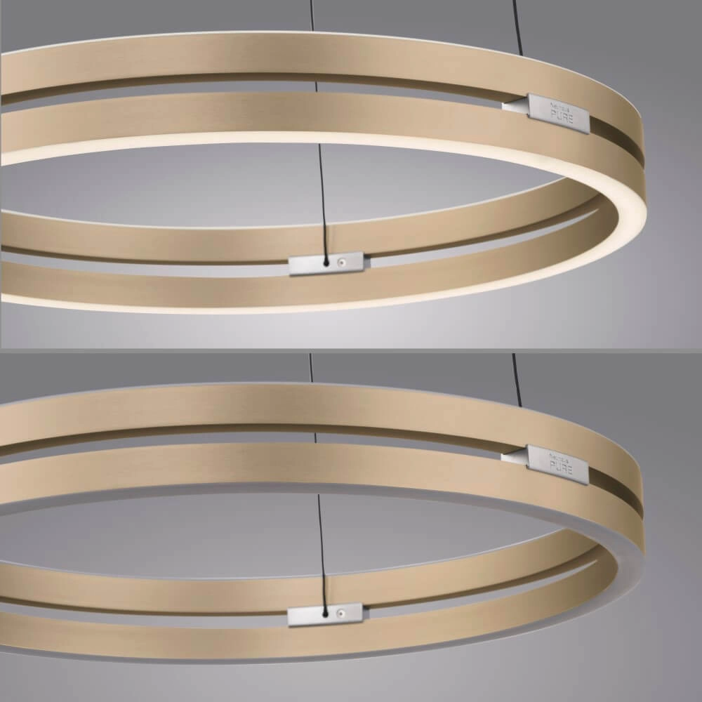 Sleek hanging lamp Pure E-Loop brass Paul Neuhaus 4012248372265