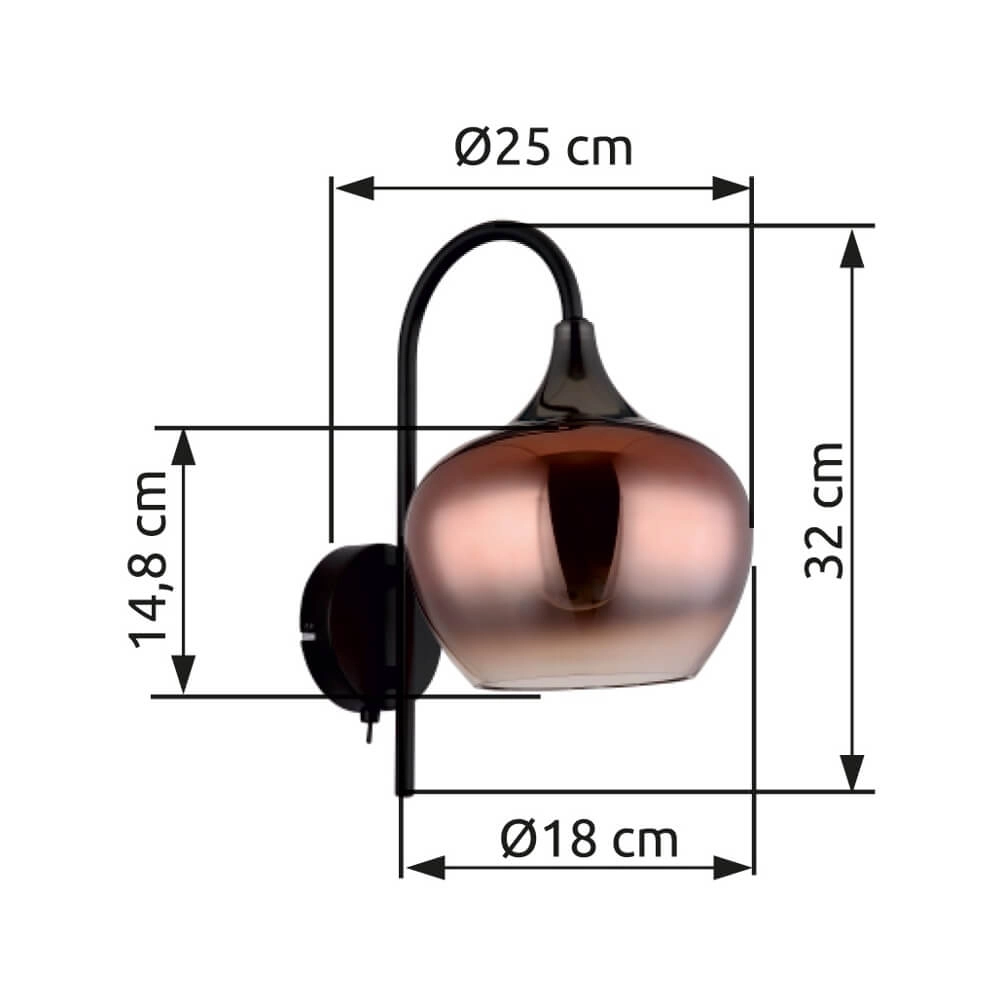 Black wall lamp Maxy with red glass Globo 9007371447992