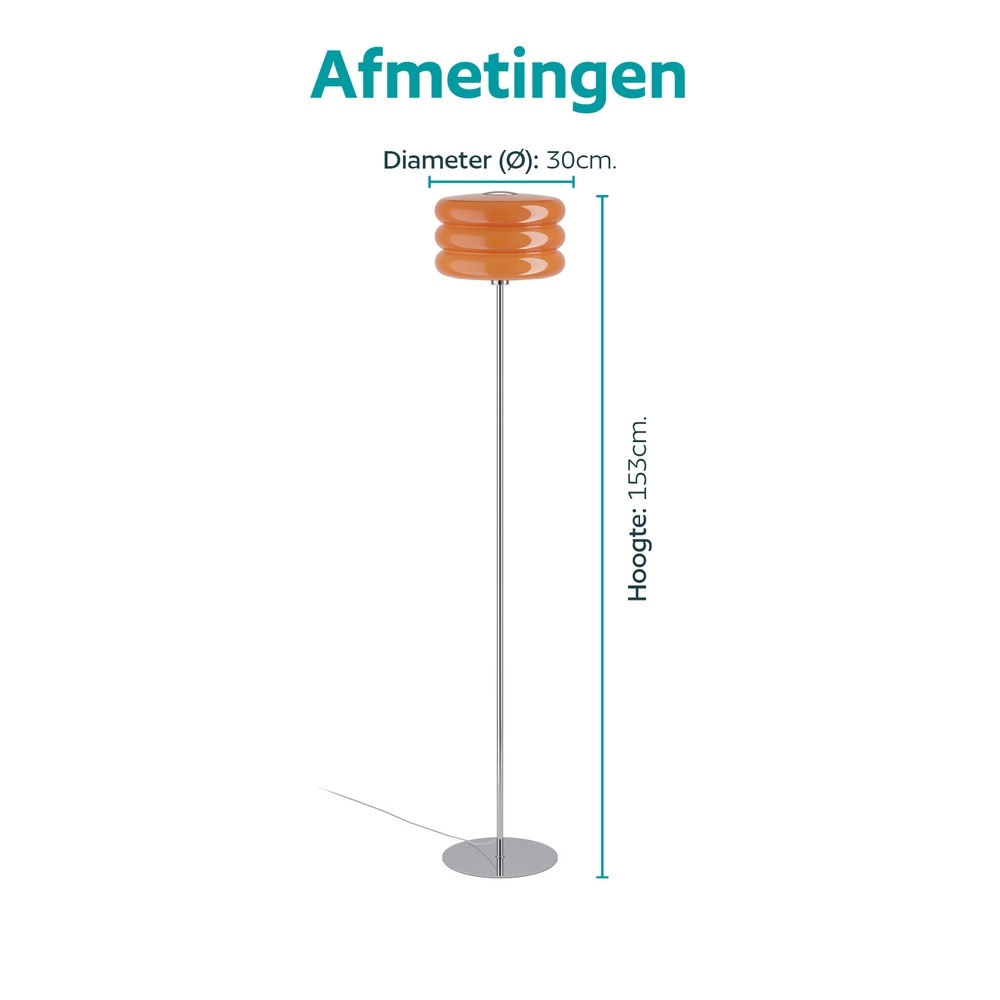 Design floor lamp Tortora chrome with orange Ø 30cm