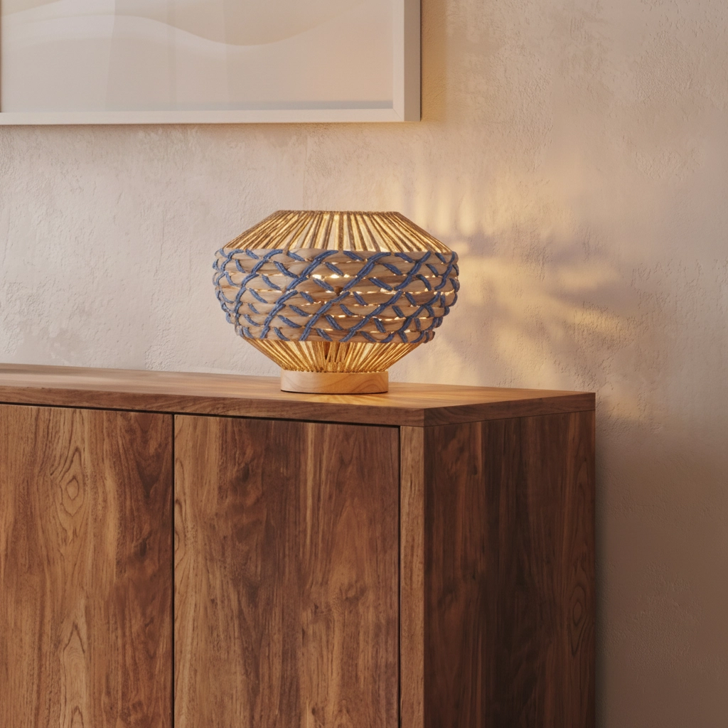 Table lamp Mapi Ø 31cm blue with brown
