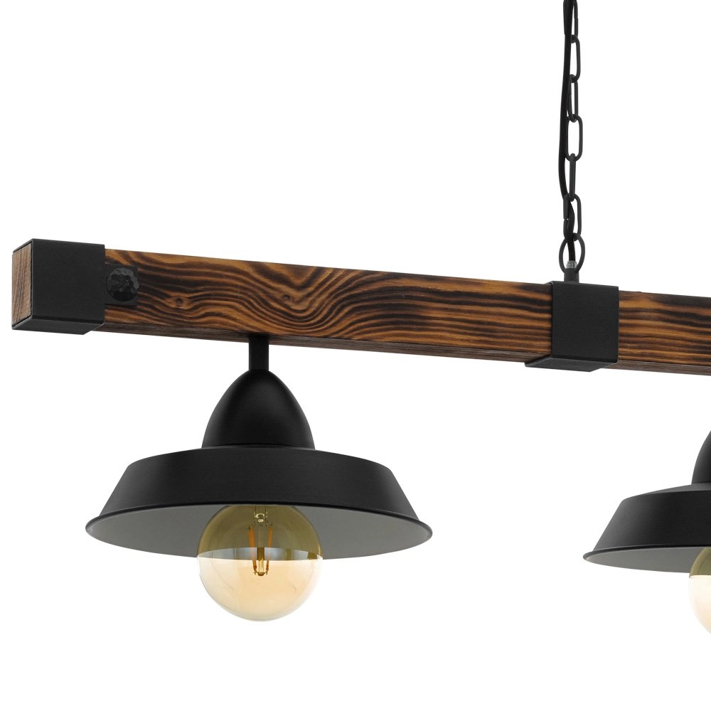 Country dining room lamp Oldbury 3-light wood brown with black Eglo 9002759440862