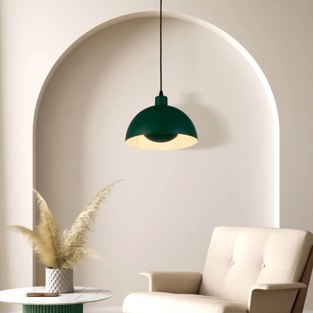 Green pendant lamp Mars shade 31cm high Searchlight 5053423274300