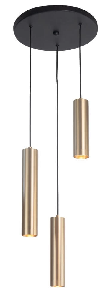 Round pendant hanging lamp Perugia matt gold - 3x GU10