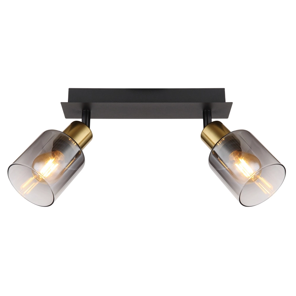 2-light ceiling lamp Hollsy black with smoke glass Globo 9007371445851